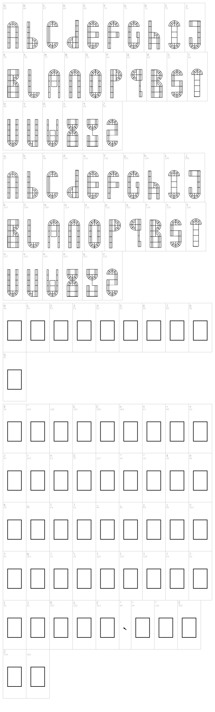 Arch Window font map